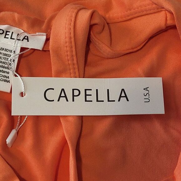 NEW Capella Small Pale Coral Pencil Dress Split Neck Stretch Bodycon Clubbing - Picture 9 of 9